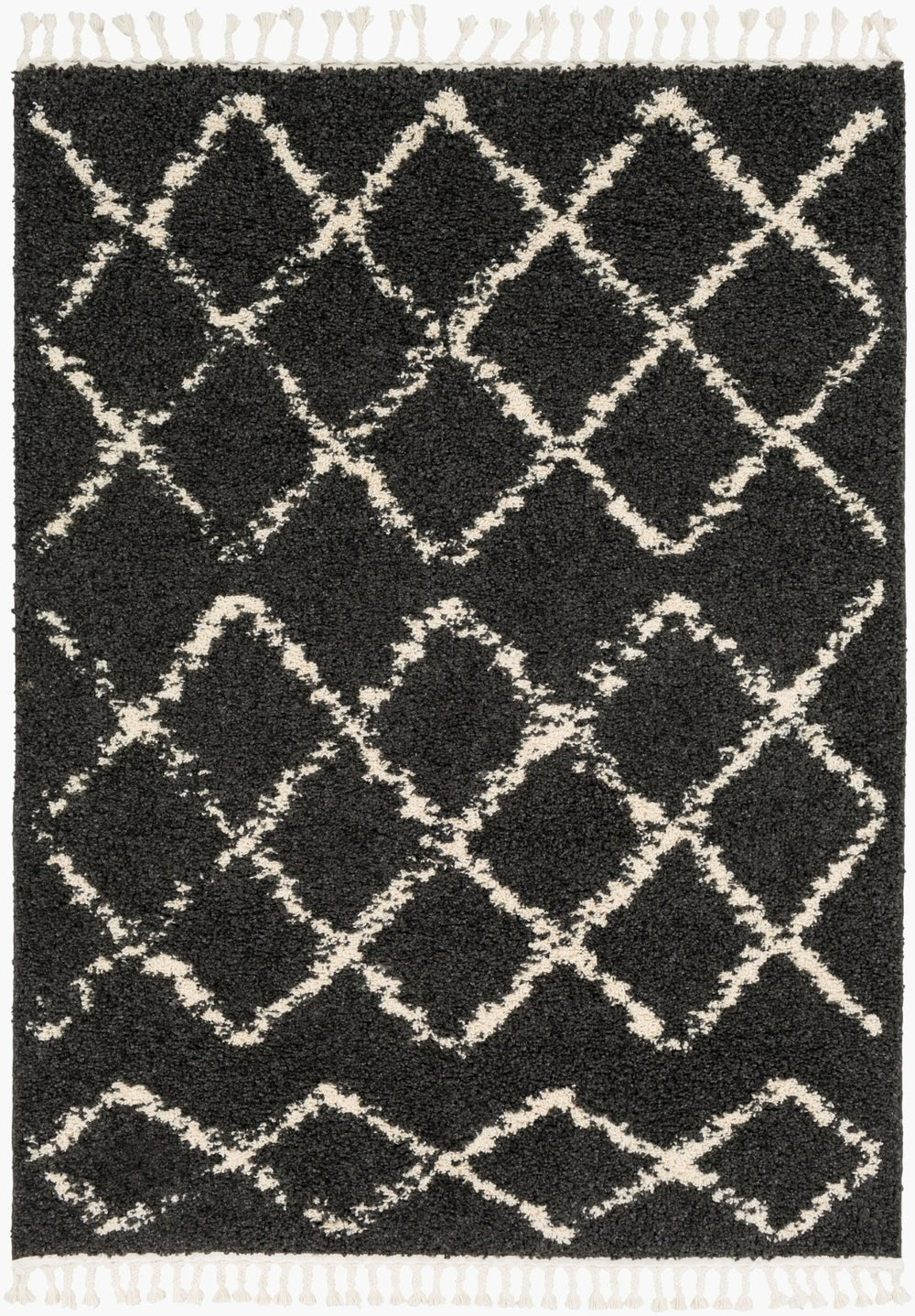 Livabliss Berber Moroccan Shag Rug Plush Polypropylene Pile with Fringe for Entryway Accent Charcoal, Light 3'11" x 5'7" BBE2307-31157
