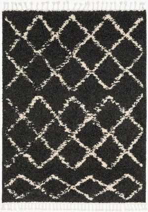 Livabliss Berber Moroccan Shag Rug Plush Polypropylene Pile with Fringe for Entryway Accent Charcoal, Light 3'11" x 5'7" BBE2307-31157