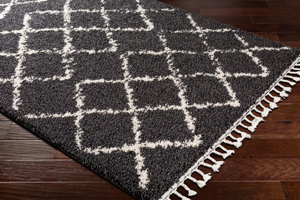 Livabliss Berber Moroccan Shag Rug Plush Polypropylene Pile with Fringe for Entryway Accent Charcoal, Light 3'11" x 5'7" BBE2307-31157