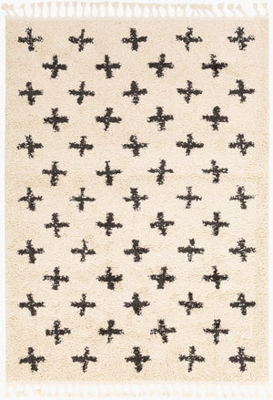 Livabliss Berber Shag Polypropylene Area Rug Moroccan Tribal Pattern with Fringe for Living Rooms Charcoal, Light 5'3" x 7'3" BBE2310-5373