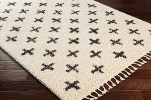 Livabliss Berber Shag Polypropylene Area Rug Moroccan Tribal Pattern with Fringe for Living Rooms Charcoal, Light 5'3" x 7'3" BBE2310-5373