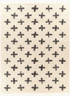 Livabliss Berber Shag Polypropylene Area Rug Moroccan Tribal Pattern with Fringe for Living Rooms Charcoal, Light 7'10" x 10'2" BBE2310-710103