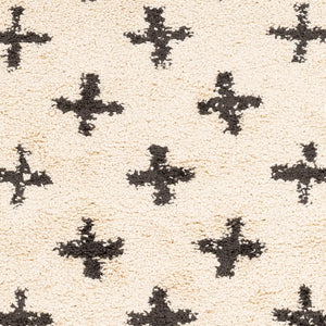 Livabliss Berber Shag Polypropylene Area Rug Moroccan Tribal Pattern with Fringe for Living Rooms Charcoal, Light 5'3" x 7'3" BBE2310-5373