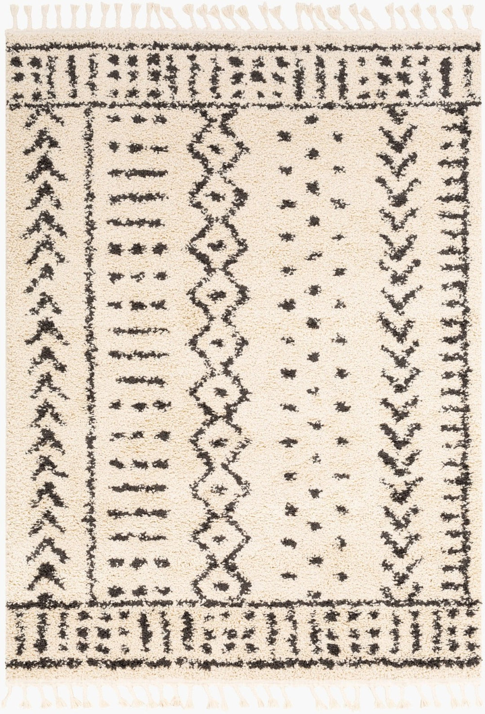 Livabliss Berber Moroccan Shag Area Rug Plush Polypropylene Pile with Fringe for Bohemian Rooms Charcoal, Light 3'11" x 5'7" BBE2311-31157