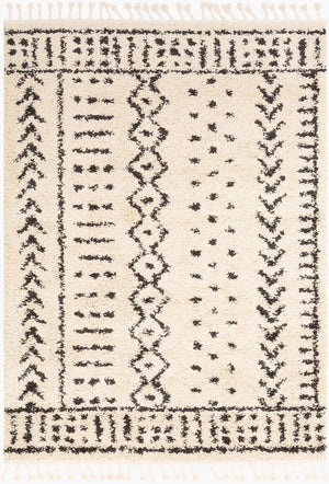 Livabliss Berber Moroccan Shag Area Rug Plush Polypropylene Pile with Fringe for Bohemian Rooms Charcoal, Light 3'11" x 5'7" BBE2311-31157