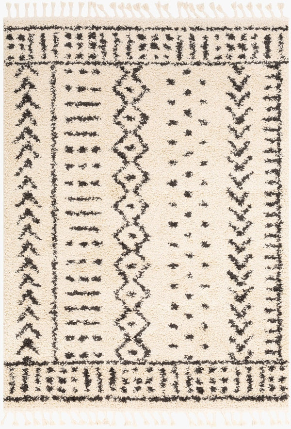 Livabliss Berber Moroccan Shag Area Rug Plush Polypropylene Pile with Fringe for Bohemian Rooms Charcoal, Light 3'11" x 5'7" BBE2311-31157
