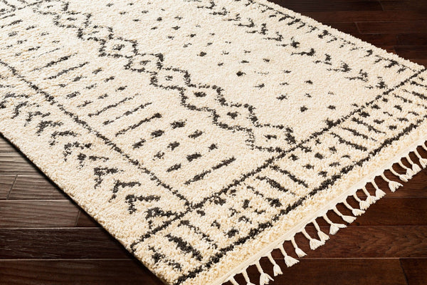 Livabliss Berber Moroccan Shag Area Rug Plush Polypropylene Pile with Fringe for Bohemian Rooms Charcoal, Light 3'11" x 5'7" BBE2311-31157