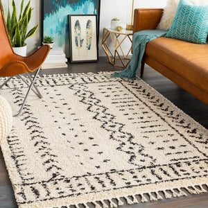 Livabliss Berber Moroccan Shag Area Rug Plush Polypropylene Pile with Fringe for Bohemian Rooms Charcoal, Light 3'11" x 5'7" BBE2311-31157