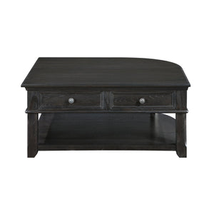 English Elm Living Lift-Top Coffee Table with Hidden Storage, Dovetail Drawer, Open Shelves, Casters & Pewter Knobs Charcoal 42.25 L x 42 W x 11.25 H B011P298843