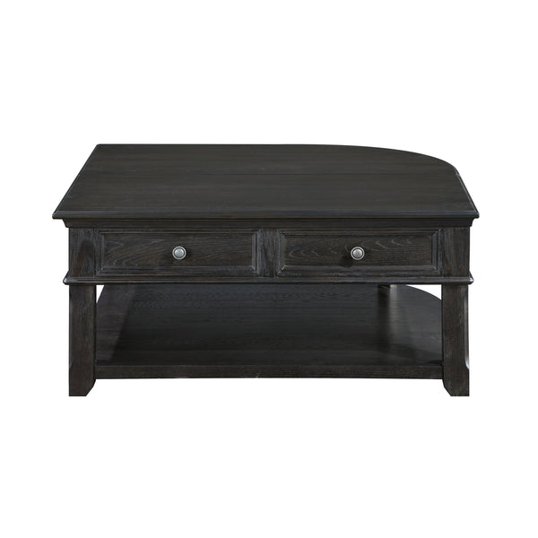English Elm Living Lift-Top Coffee Table with Hidden Storage, Dovetail Drawer, Open Shelves, Casters & Pewter Knobs Charcoal 42.25 L x 42 W x 11.25 H B011P298843
