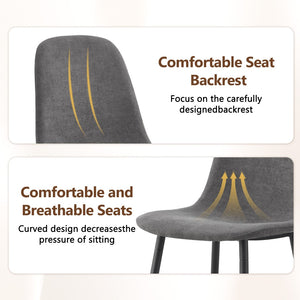 English Elm Table And Chair Set - Modern 64.5" Black Wood Dining Table With 4 Dark Gray Linen-Cotton Chairs W1151S04318-GIGA