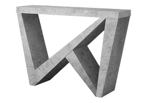 English Elm Accent Modern Console Table with Cement-Look Top and Angular Base for Entryway, Living Room Storage Grey 54 L x 14 W x 14 H B2710P219037