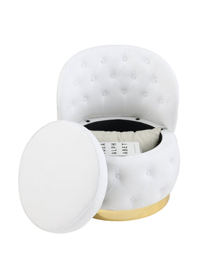 English Elm 360 Degree Swivel Cuddle Barrel Accent Storage Chairs Plush Velvet Round Armchair with Hidden Storage and Luxurious Comfort White W1420P198929