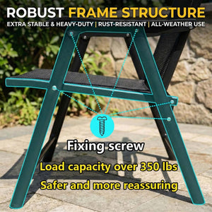 English Elm Outdoor Stackable Folding Chairs Set Ergonomic Mesh Back Steel Frame Patio Seating Black W5159P445935