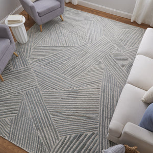 Feizy Rugs Elias Handwoven Abstract Viscose-wool Rug In Gray, Blue & Ivory – Elevate Your Home Decor Elegance Green,Ivory,Tan Viscose,Wool Els69fyfgrngrye10