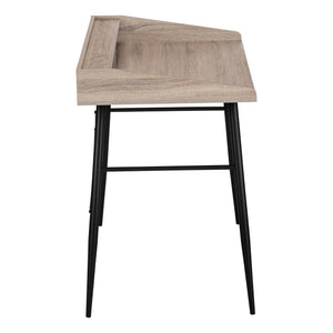 English Elm Computer Desk For Home Office – Modern Brown Laminate & Black Metal With Storage Cubbies & Hutch B2710P219822