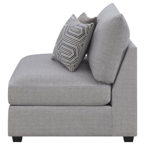English Elm Austin Grey Cushion Back Armless Chair With Accent Pillows – Modern Comfort For Any Space! B062P357793