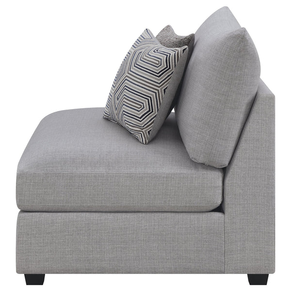 English Elm Austin Grey Cushion Back Armless Chair With Accent Pillows – Modern Comfort For Any Space! B062P357793