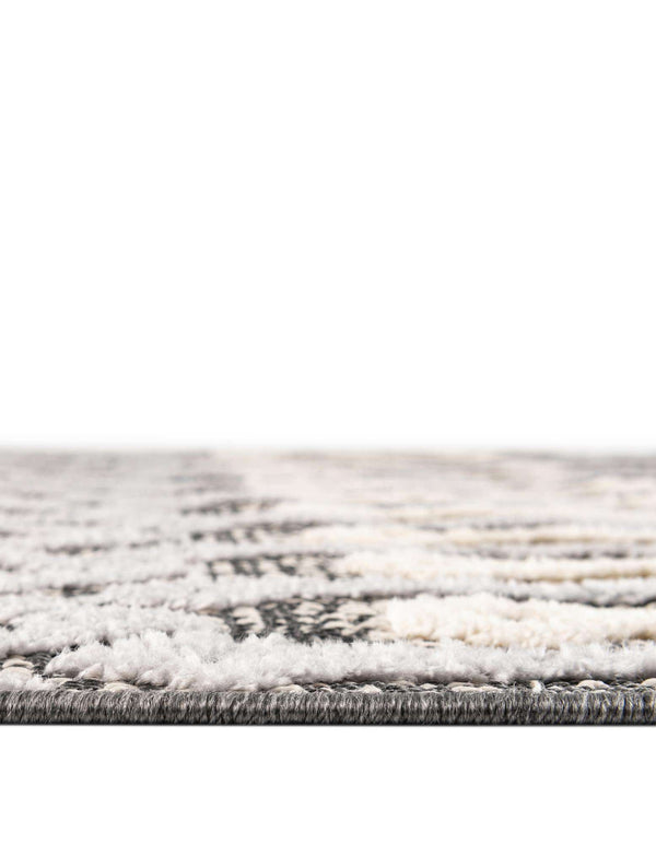 Unique Loom Arlo Lenny Machine Made Tribal Rug Gray, Ivory/Black 7' 10" x 10' 0"