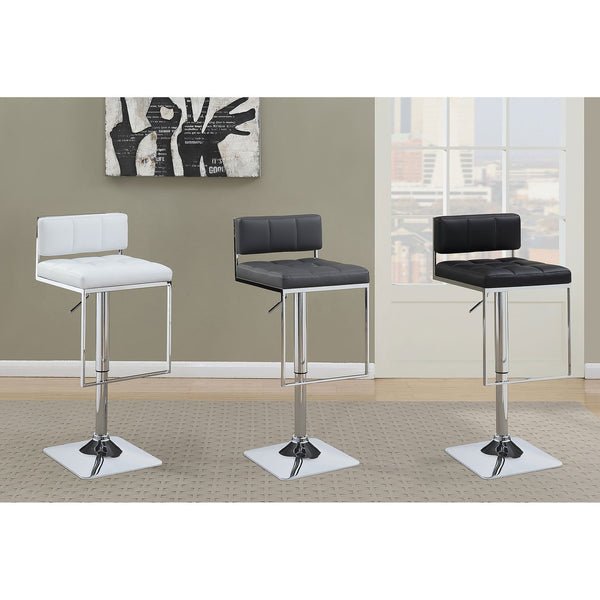 English Elm Alameda Upholstered Adjustable Bar Stool in Chrome & White — Plush Leatherette Seat, U-Footrest Comfort B062P344898