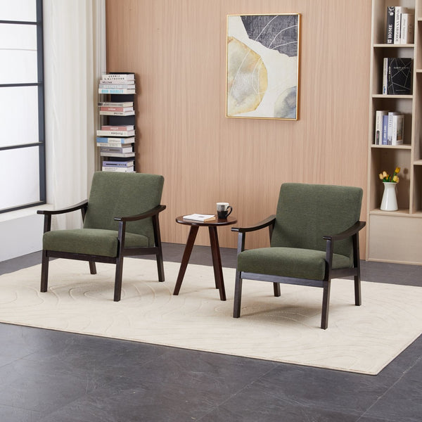 English Elm Medieval-inspired High Back Upholstered Armchair with Solid Wood Legs for Reading Nooks Antique Green W2989P382736