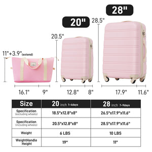 English Elm Hardshell Abs Spinner Luggage Set with Tsa Lock Expandable Travel Carry on Suitcase Light Pink PP309434AAU