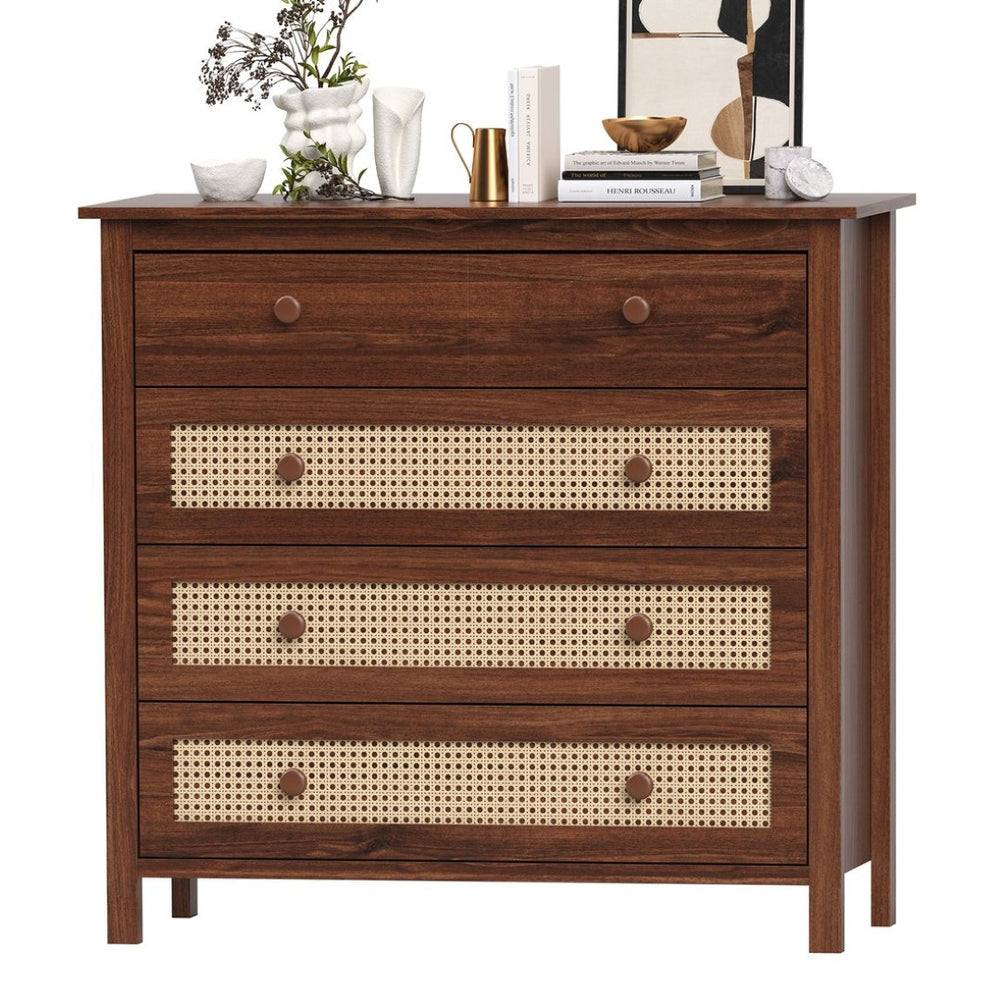 English Elm Sideboard Buffet Cabinet - Modern Walnut Console With 4 Drawers For Kitchen, Living Room & More! T3623P380122-GIGA