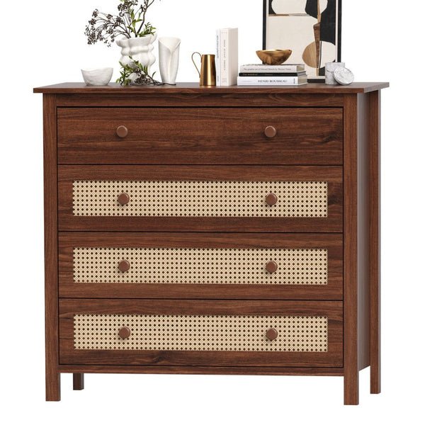 English Elm Sideboard Buffet Cabinet - Modern Walnut Console With 4 Drawers For Kitchen, Living Room & More! T3623P380122-GIGA