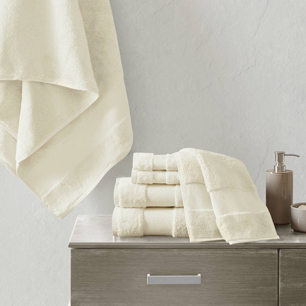 JLA Home Madison Park Signature - Cotton Plush Turkish 6-Piece Towel Set 600 GSM — Oversized, Highly Absorbent Spa-Quality Towels Crafted Natural MPS73-318