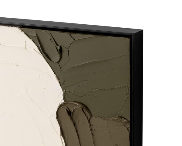 Sunpan STRIKE Abstract Figurative Artwork - 40" x 60" Black Floater Frame with Rich Greens and Browns I A0426
