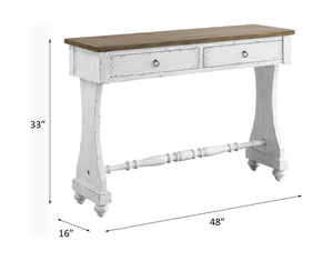 English Elm Carminda Antique White Console Table with 2 Drawers, French Front, KD Design, 70lb Top Capacity B2726P272316