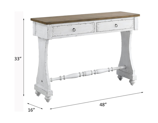 English Elm Carminda Antique White Console Table with 2 Drawers, French Front, KD Design, 70lb Top Capacity B2726P272316