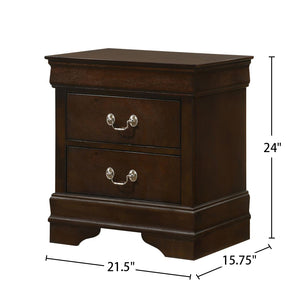English Elm MDF Nightstand with 2 Drawers — Classic Wood Veneer Nightstand with Metallic Hardware and Tapered Legs Cappuccino B016P254522