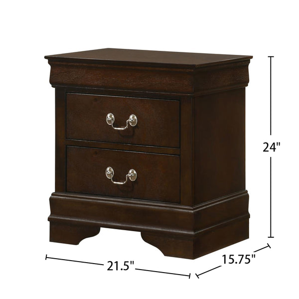 English Elm MDF Nightstand with 2 Drawers — Classic Wood Veneer Nightstand with Metallic Hardware and Tapered Legs Cappuccino B016P254522