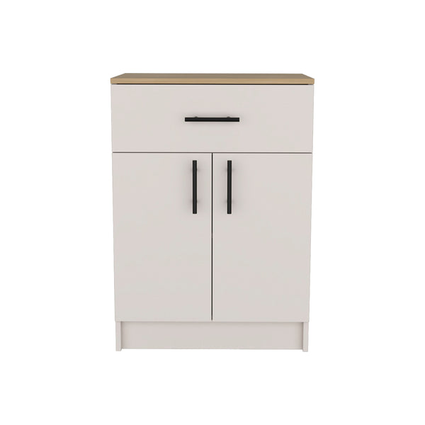 English Elm Mayorca Multistorage Pantry Cabinet with Drawer & Two Shelves, Light Brown Oak Finish, 23.6"W Top B070P242484