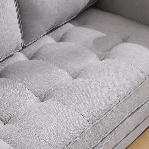 English Elm {VIDEO 3-in-1 Upholstered Futon Sofa Bed Convertible Loveseat with Tufted Back, Cup Holders & Side Pockets Light Gray W2325P183182
