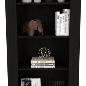 English Elm Bookcase Sleek Vertical Design with 5 Spacious Shelves, Engineered Wood Black, Modern Storage Solution B097S00106