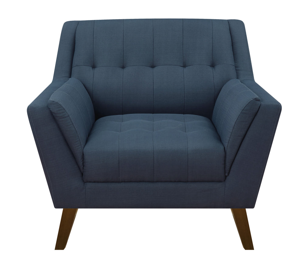 English Elm Wallace & Bay - Blue Accent Chair mid-century navy peacock fabric, 37.4" x 35.4" x 34.6", easy-care stylish comfort B361P384455