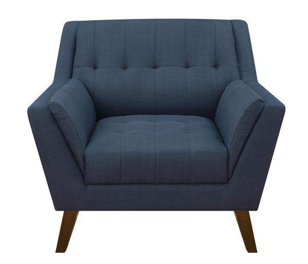 English Elm Wallace & Bay - Blue Accent Chair mid-century navy peacock fabric, 37.4" x 35.4" x 34.6", easy-care stylish comfort B361P384455