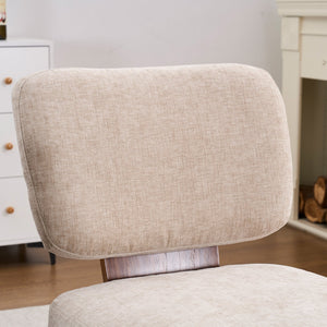 English Elm Linen Upholstered Armless Dining Chair with Smooth Casters for Easy Mobility, Versatile & Sleek Beige W2069P324093