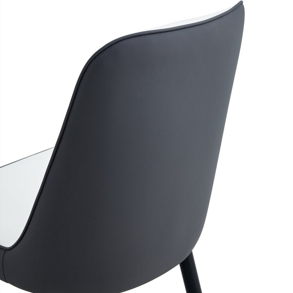 English Elm Table 5-Piece Dining Set - White Sintered Stone Table With 4 Stylish Pu Chairs In Gray & White Combo W1151S04209-GIGA