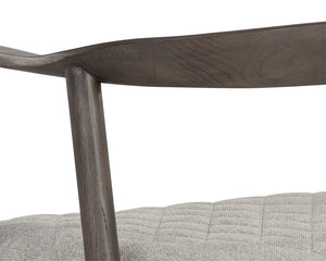 Sunpan Jeremy Mid-Century Dining Armchair - Exquisite Acacia Wood Craftsmanship for Timeless Elegance Dark Brown / Belfast Heather Grey
