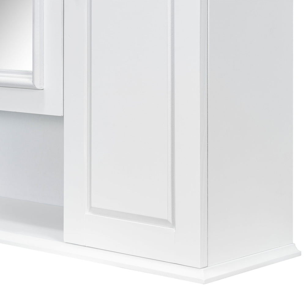 English Elm 36'' Mirror Cabinet with 3 Doors — Wall-Mounted Bathroom Storage Unit, MDF & Pine, Spacious Shelves White N725P346902K