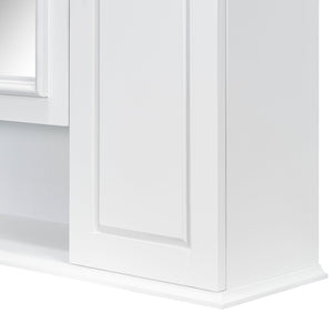 English Elm 36'' Mirror Cabinet with 3 Doors — Wall-Mounted Bathroom Storage Unit, MDF & Pine, Spacious Shelves White N725P346902K