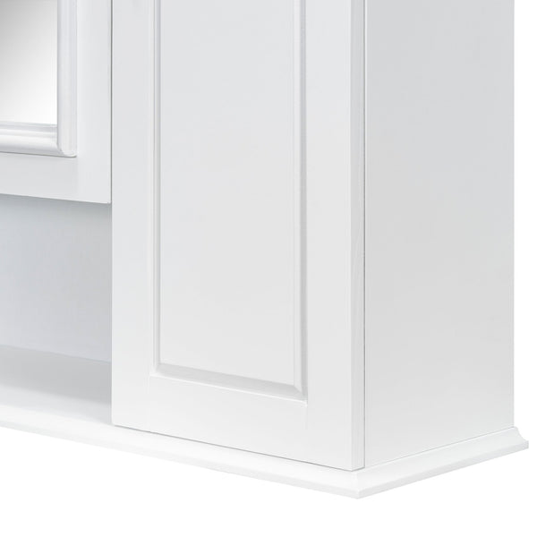 English Elm 36'' Mirror Cabinet with 3 Doors — Wall-Mounted Bathroom Storage Unit, MDF & Pine, Spacious Shelves White N725P346902K