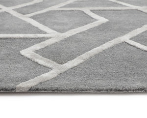 Sunpan ZIZI Hand-Tufted Grey Rug - 9' x 12' Soft Wool-Blend with Modern Pattern for Stylish Living Spaces 108741