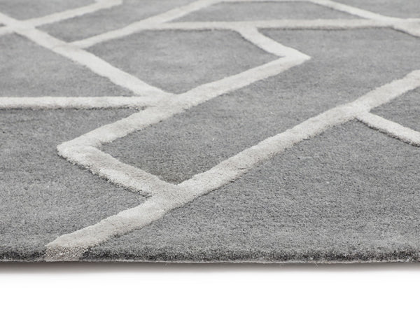 Sunpan ZIZI Hand-Tufted Grey Rug - 9' x 12' Soft Wool-Blend with Modern Pattern for Stylish Living Spaces 108741