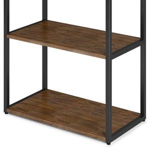 English Elm Ralston Rustic Acacia Bookcase with 4 Shelves & Black Metal Frame, Aged Brown Finish, 72"H B136P159422