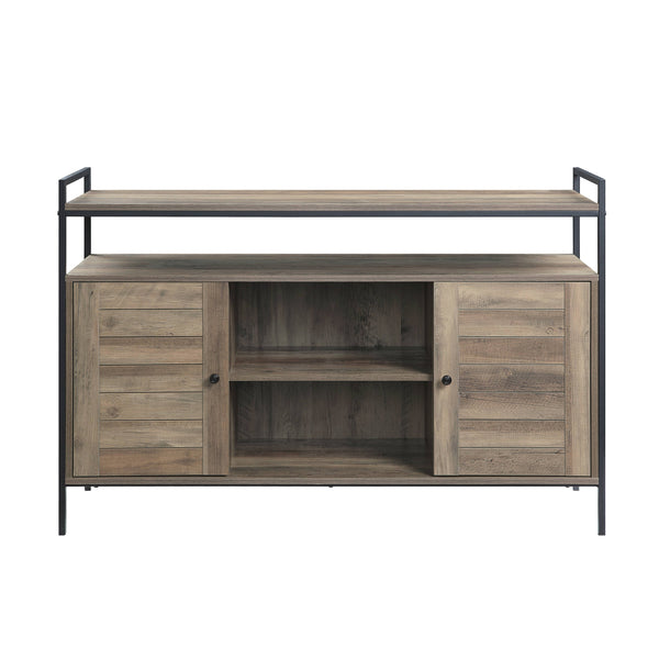English Elm Baina Rustic Oak & Black TV Stand for up to 50" – Industrial Modern Media Console with Storage Shelves and Doors B2726P256334