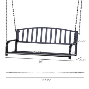 English Elm Outsunny 2-Person Porch Swing Bench With Sturdy Chains - Durable Steel Chair For Outdoor Relaxation W2225P174123-GIGA